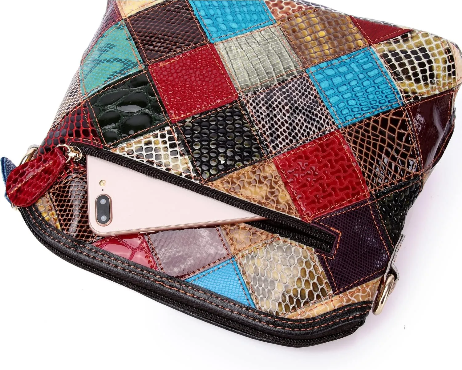 Eysee Crossbody Bag Women Multicolor, Leather Handbag Colorful Purses (Multicolour5)