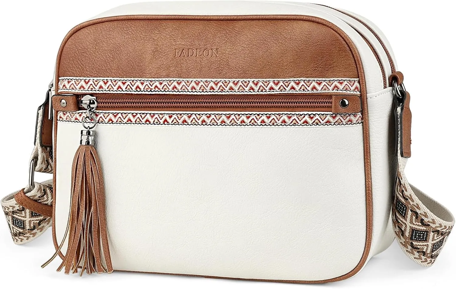 FADEON Crossbody Bags for Women Designer Vegan Leather Crossbody Purse Multi-pocket Medium Shoulder Bag with Card Slots