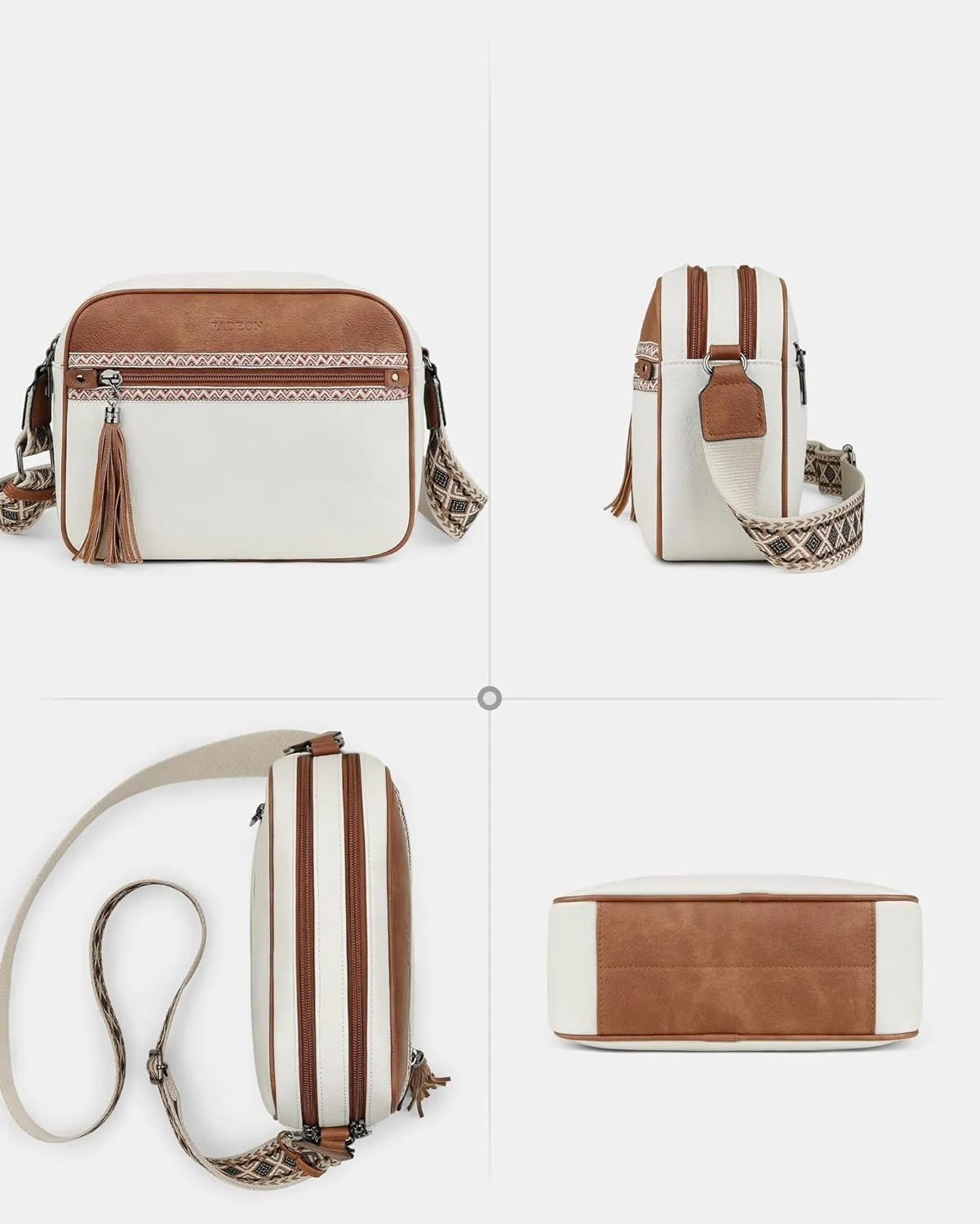 FADEON Crossbody Bags for Women Designer Vegan Leather Crossbody Purse Multi-pocket Medium Shoulder Bag with Card Slots