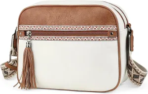 FADEON Crossbody Bags for Women Designer Vegan Leather Crossbody Purse Multi-pocket Medium Shoulder Bag with Card Slots