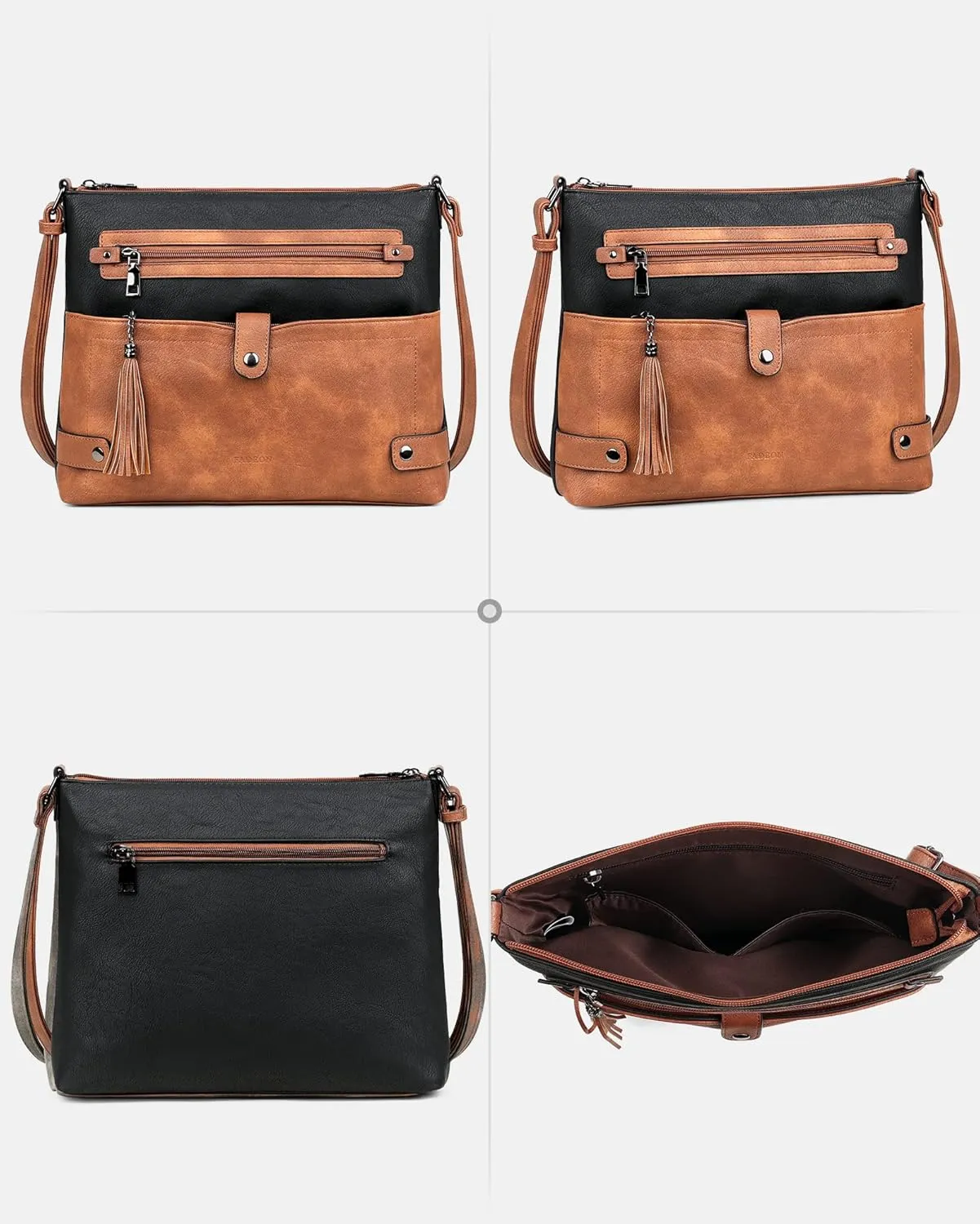 FADEON Large Crossbody Purses for Women Crossbody Bag, Designer Leather Cross Body Purses Multi Pocket Shoulder Bag