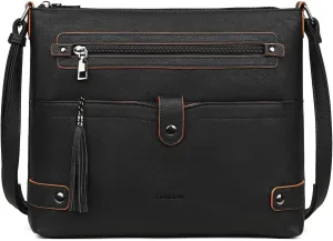 FADEON Large Crossbody Purses for Women Crossbody Bag, Designer Leather Cross Body Purses Multi Pocket Shoulder Bag