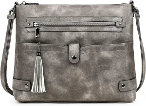 FADEON Large Crossbody Purses for Women Crossbody Bag, Designer Leather Cross Body Purses Multi Pocket Shoulder Bag