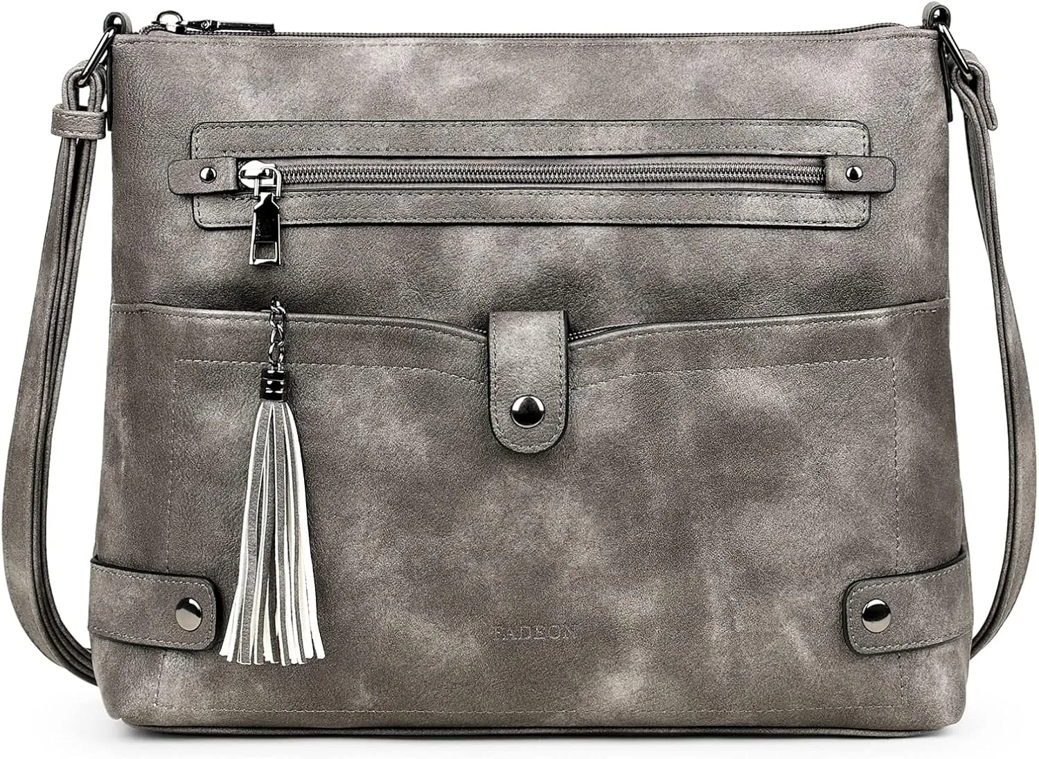 FADEON Large Crossbody Purses for Women Crossbody Bag, Designer Leather Cross Body Purses Multi Pocket Shoulder Bag