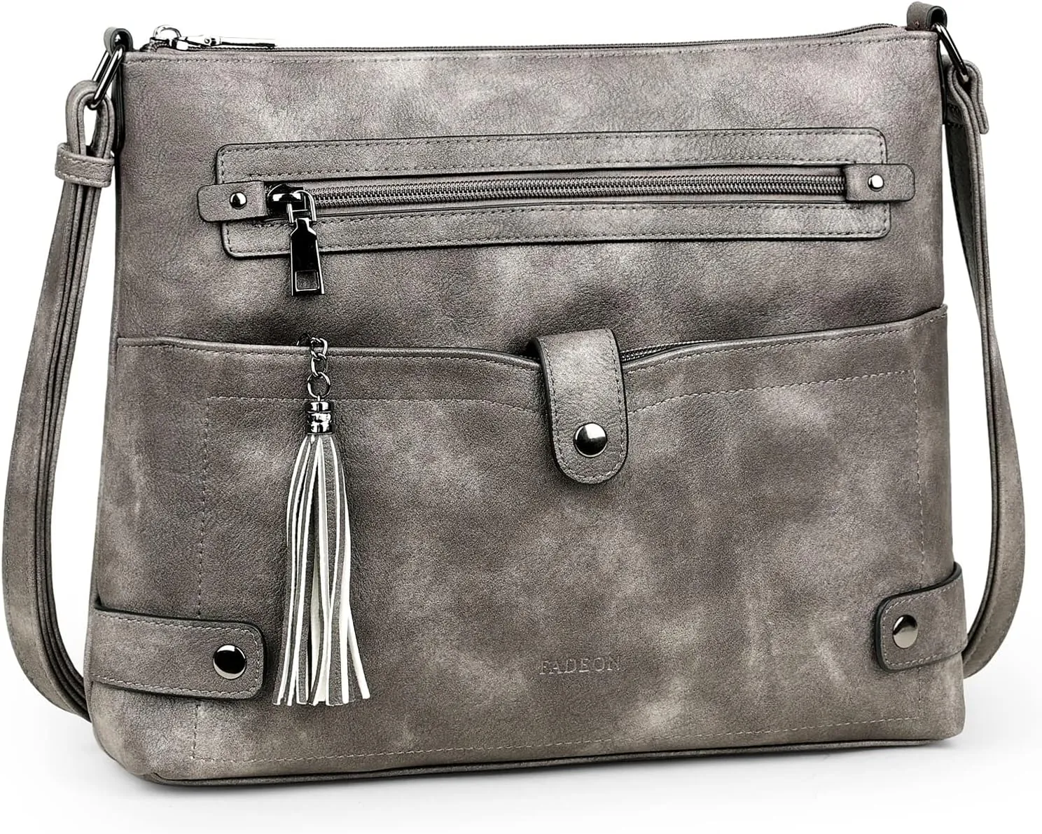 FADEON Large Crossbody Purses for Women Crossbody Bag, Designer Leather Cross Body Purses Multi Pocket Shoulder Bag