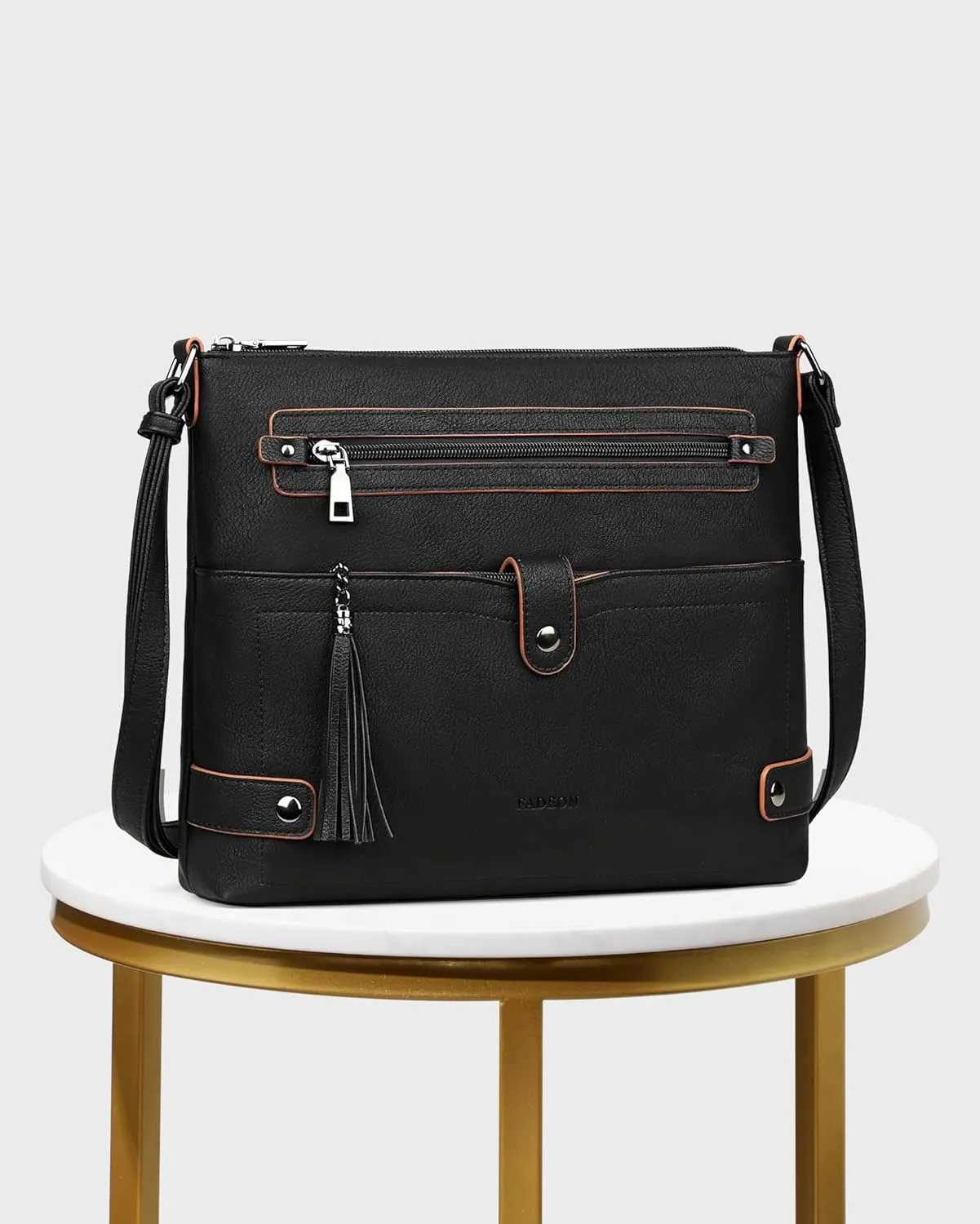 FADEON Large Crossbody Purses for Women Crossbody Bag, Designer Leather Cross Body Purses Multi Pocket Shoulder Bag