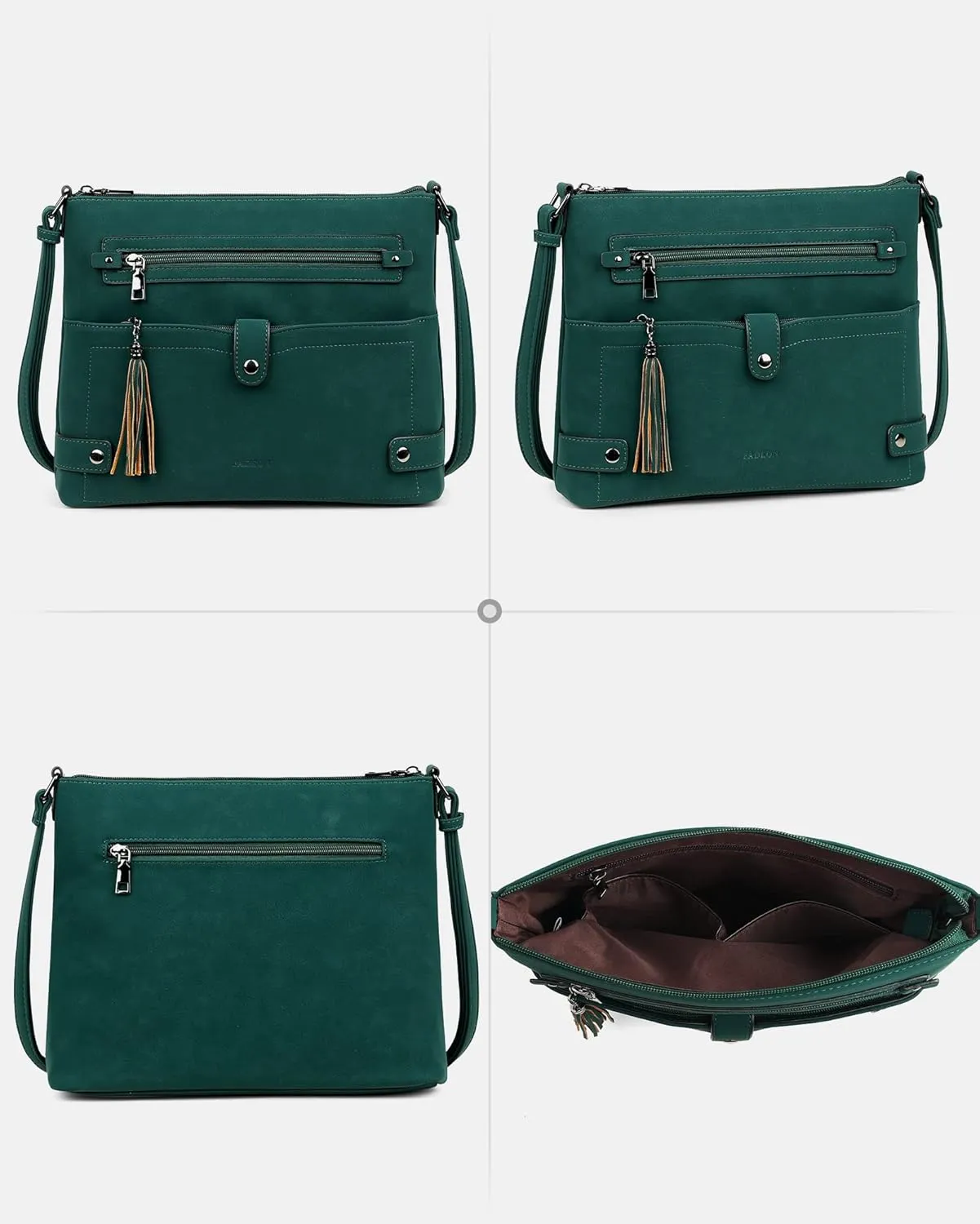 FADEON Large Crossbody Purses for Women Crossbody Bag, Designer Leather Cross Body Purses Multi Pocket Shoulder Bag