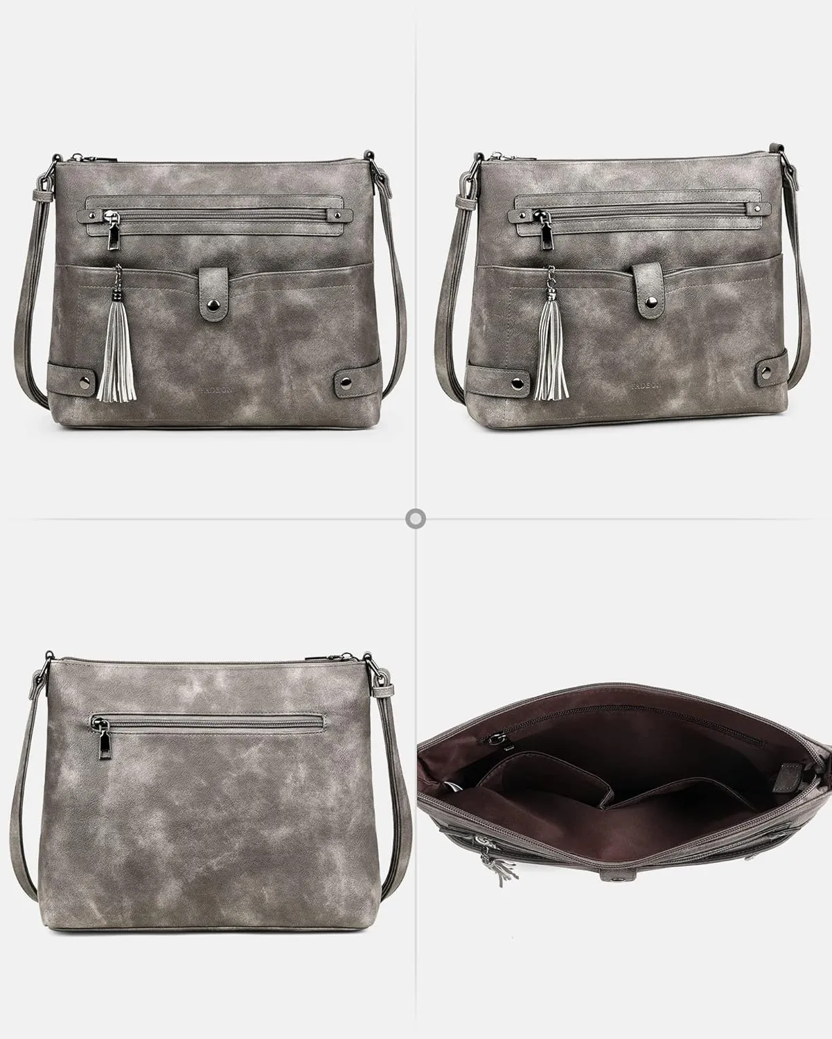 FADEON Large Crossbody Purses for Women Crossbody Bag, Designer Leather Cross Body Purses Multi Pocket Shoulder Bag