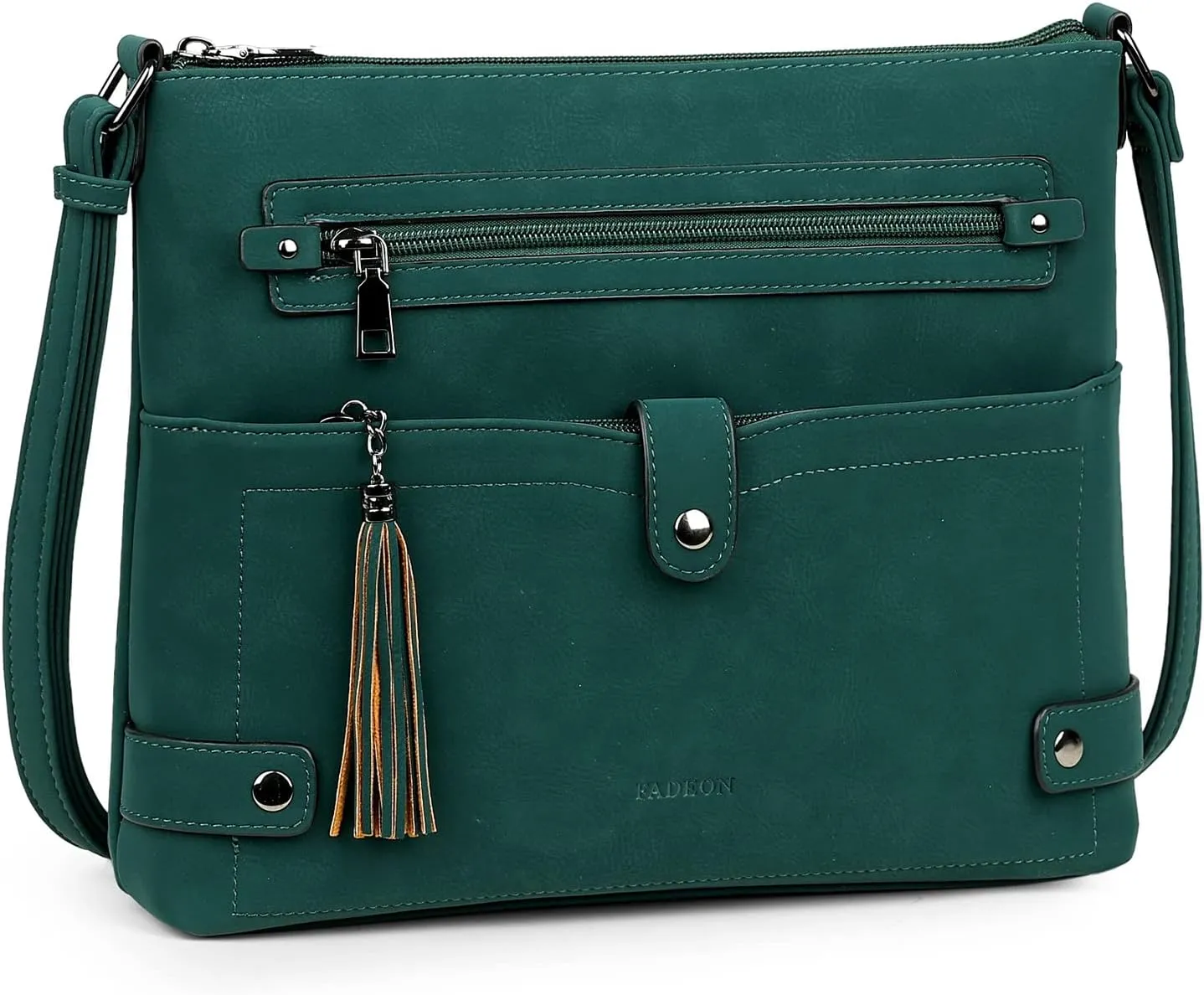 FADEON Large Crossbody Purses for Women Crossbody Bag, Designer Leather Cross Body Purses Multi Pocket Shoulder Bag