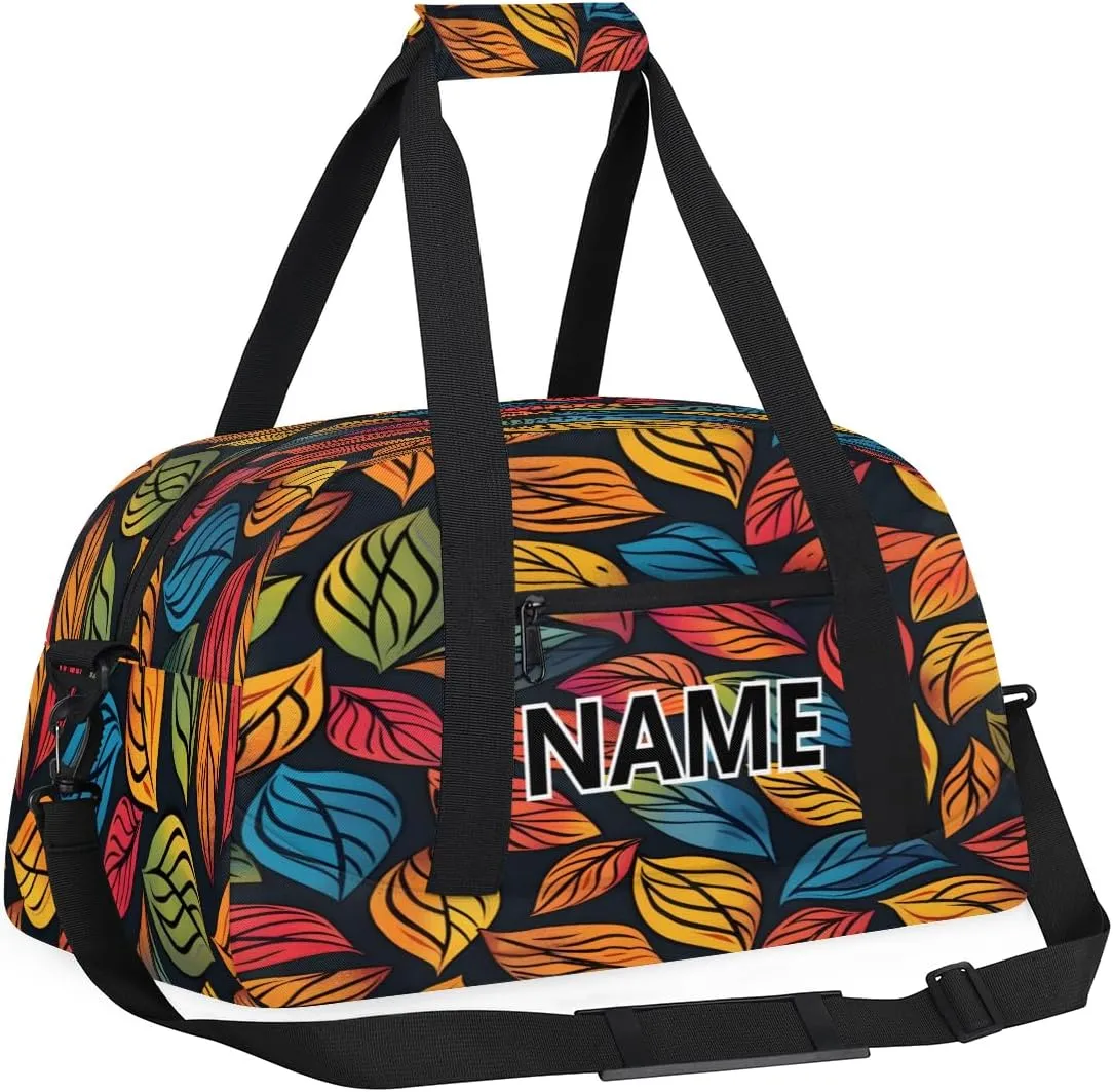 Fall Mini Gym Bag 18 inch for Women Men Waterproof Custom Colorful Leaf Travel Duffel Bag Carry On Overnight Tote Nurse Bag for Work Fitness Hiking
