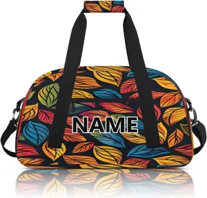 Fall Mini Gym Bag 18 inch for Women Men Waterproof Custom Colorful Leaf Travel Duffel Bag Carry On Overnight Tote Nurse Bag for Work Fitness Hiking