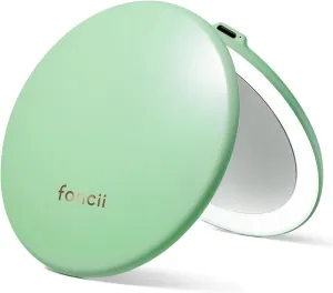 Fancii Taylor LED Lighted Compact Makeup Mirror, Rechargeable, 10x /1x Magnifying, 3 Light Settings, XL Large 5” Wide | Travel Mirror for Purses (Mint Green)
