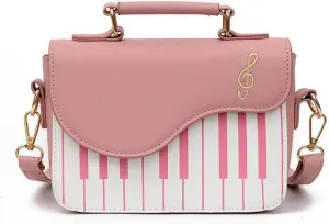 Fashion Shoulder Bag Purse for Women Teens Piano Keys Music Vintage Crossbody Bag PU Leather Top Handle Handbag