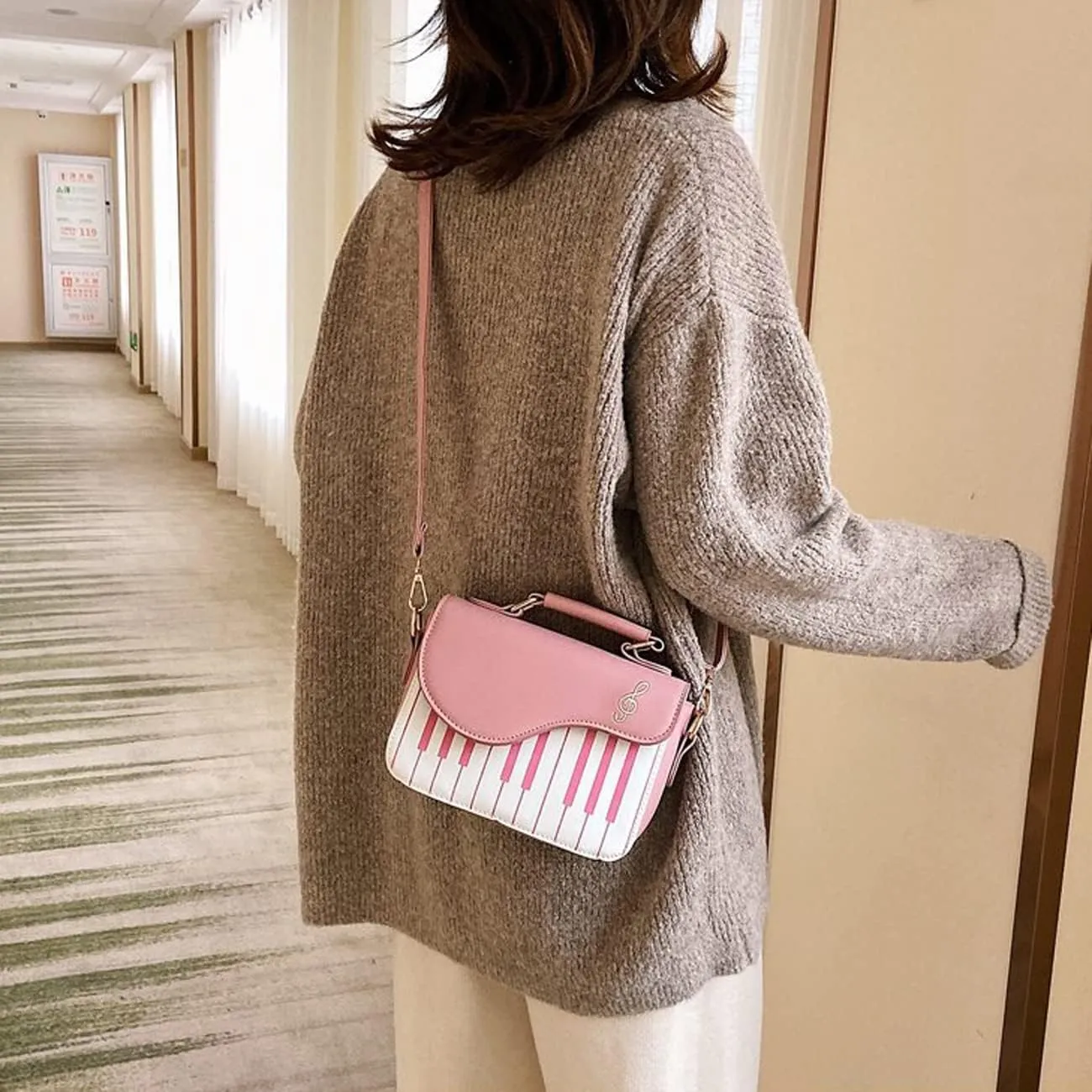 Fashion Shoulder Bag Purse for Women Teens Piano Keys Music Vintage Crossbody Bag PU Leather Top Handle Handbag
