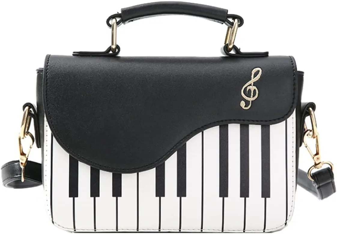 Fashion Shoulder Bag Purse for Women Teens Piano Keys Music Vintage Crossbody Bag PU Leather Top Handle Handbag