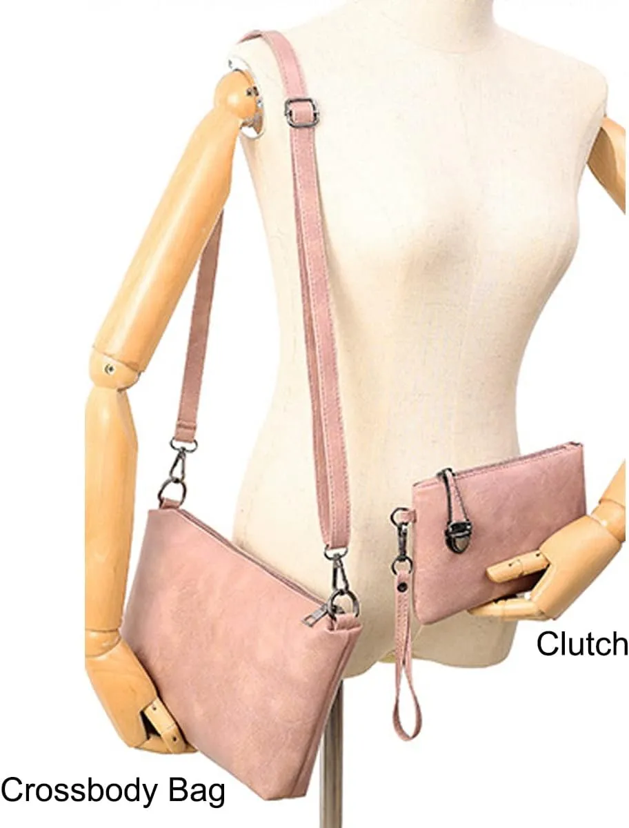 Fashion Women's PU Leather Handbag Satchel  Purse Card Holder 4pcs Set Tote Shoulder Bag