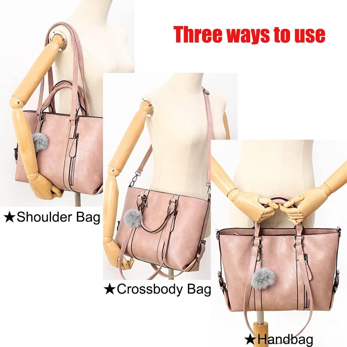 Fashion Women's PU Leather Handbag Satchel  Purse Card Holder 4pcs Set Tote Shoulder Bag