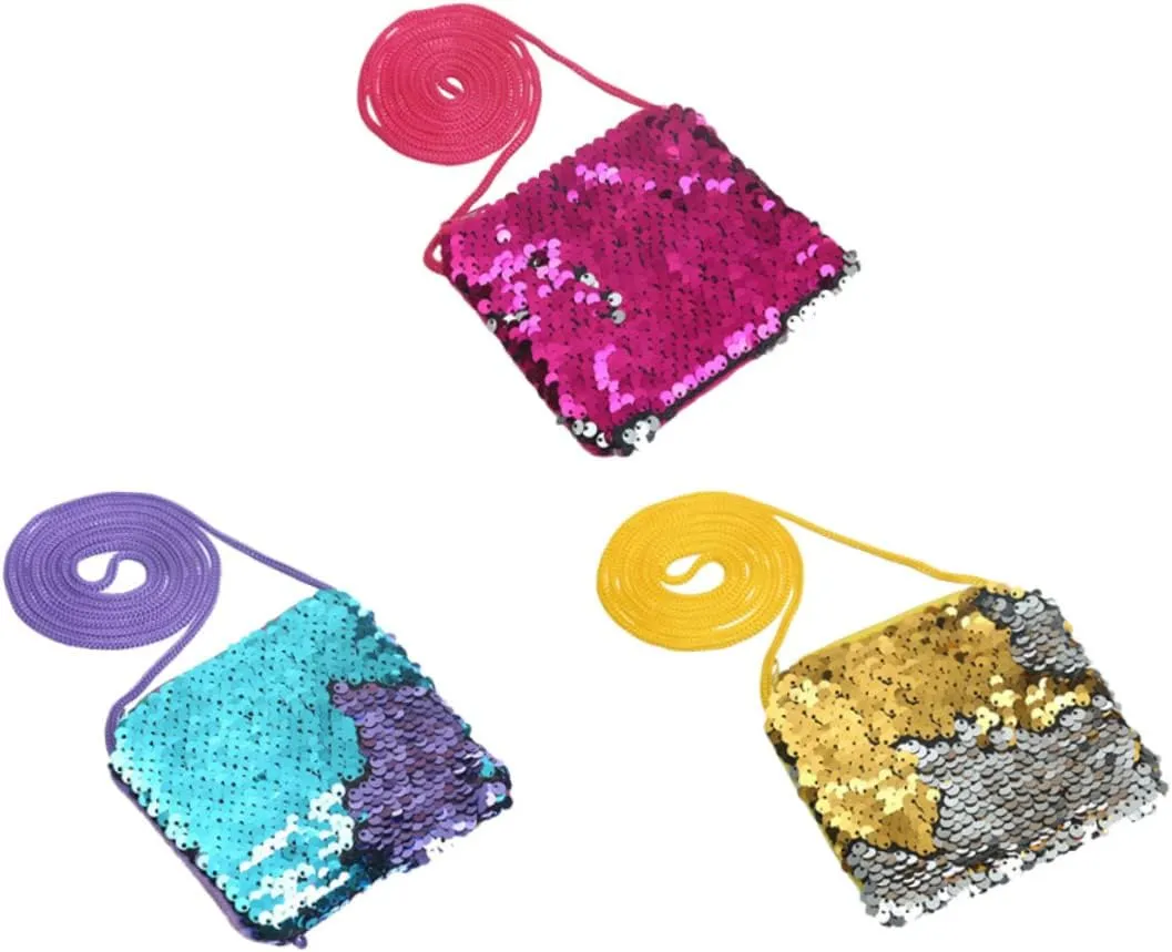 Fashionable Boys and Girls Sequins Coin Purse Square Bag Children's Wallet Mini Change Purse Boys and Girls Bag Coin Pouch Baby Handbag Random