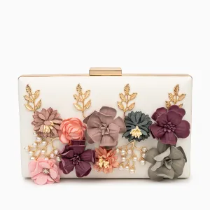 Floral clutch bag - evening, elegant design, vegan leather