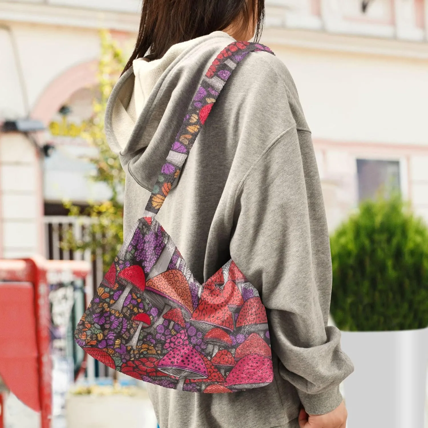 Floral Flower Texture Women's Shoulder Bag, Tote Shoulder Bag with Zipper, Shoulder Handbag Women