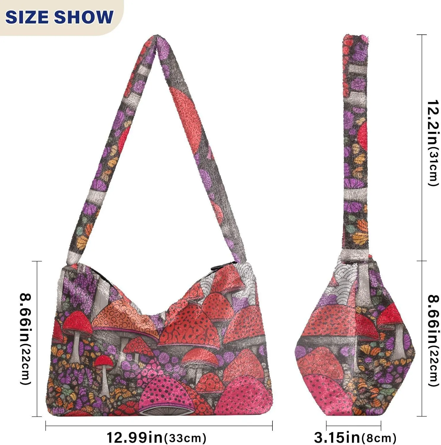 Floral Flower Texture Women's Shoulder Bag, Tote Shoulder Bag with Zipper, Shoulder Handbag Women