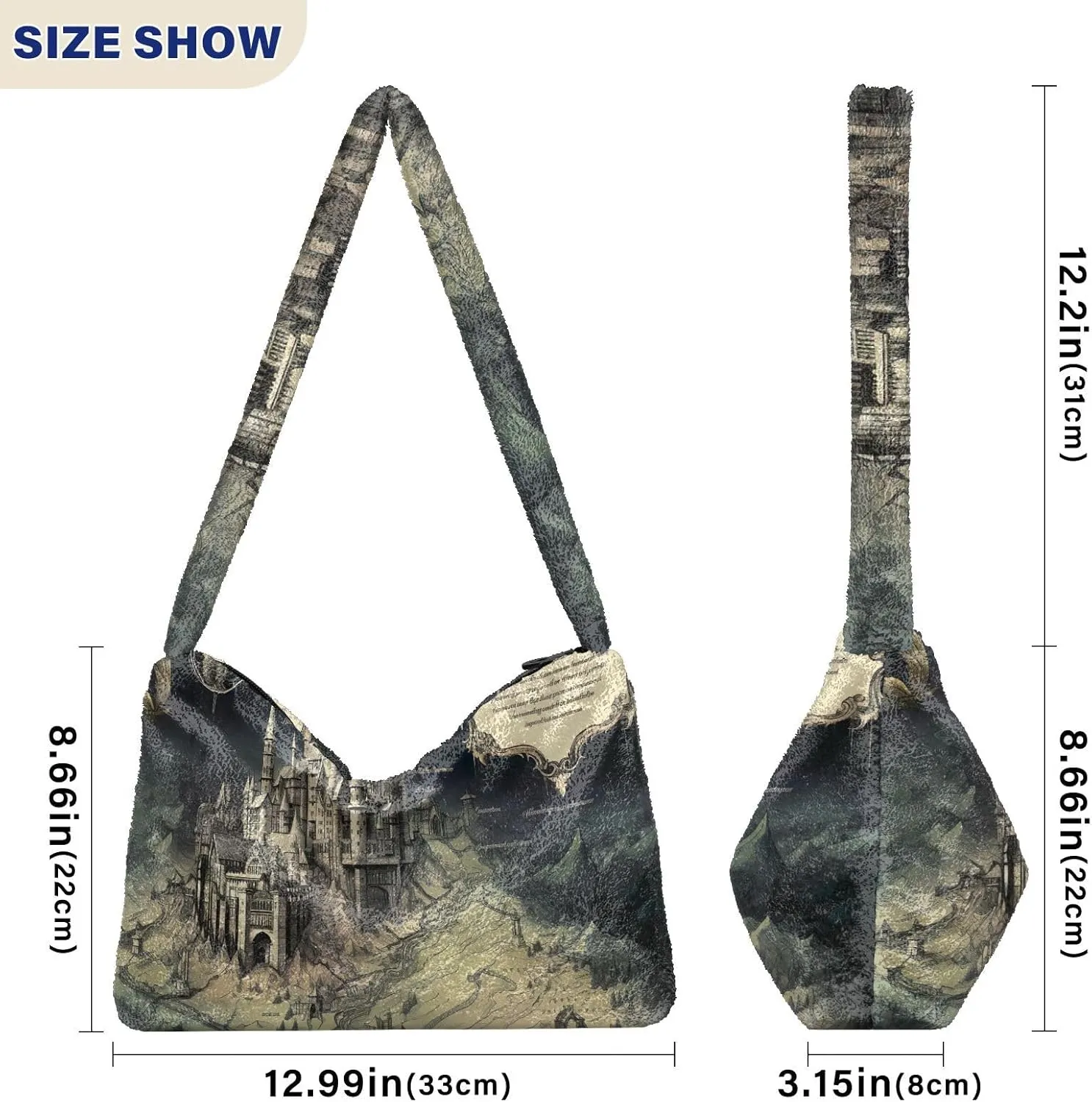 Floral Roses Watercolor Women Shoulder Bag, Book Tote Bag, Autumn Handbags