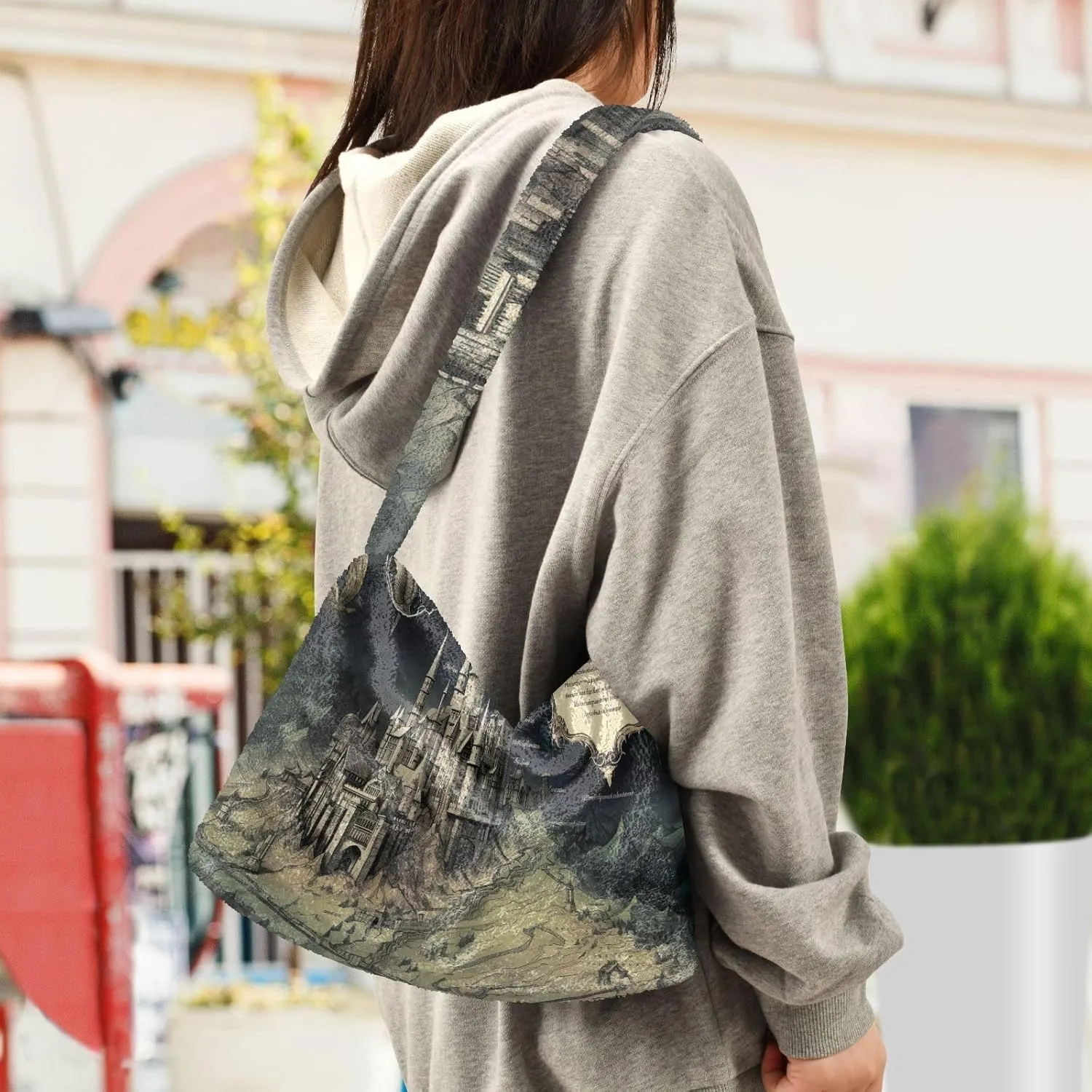 Floral Roses Watercolor Women Shoulder Bag, Book Tote Bag, Autumn Handbags