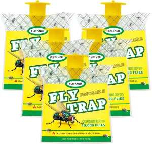 Fly Traps Outdoor for Patio, Hanging Fly Catcher with Bait, Disposable Fly Bags for Effective Mosquito and Bug Control, 5-Pack, Hanging Ties Included (5pk)