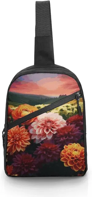 Folder Sling Bags Beautiful Colorful Flowers Chest Bag for Men Women Shoulder Bag for Travel Sport Chest Pack
