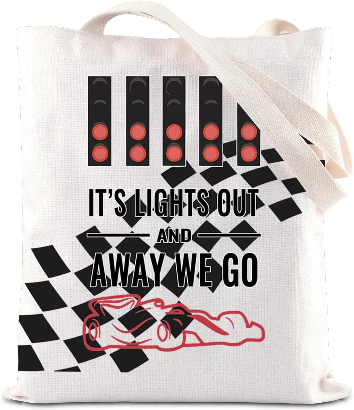 FOTAP Lights Out And Away We Go Handbag Motorsport Gift Racing Aesthetic Tote Bag Racing Gift