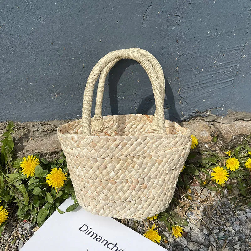 Fresh Straw Bag Portable Cute Woven Bag Small Clutch Korean Small Basket Women Bag