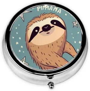Funny Sloth Stars Pill Box Round Pill Case for Pocket Purse 3 Compartment Medicine Pill Organizer Cute Portable Travel Pillbox Vitamin Cod Liver Oil Storage Box Unique Gift Organizer