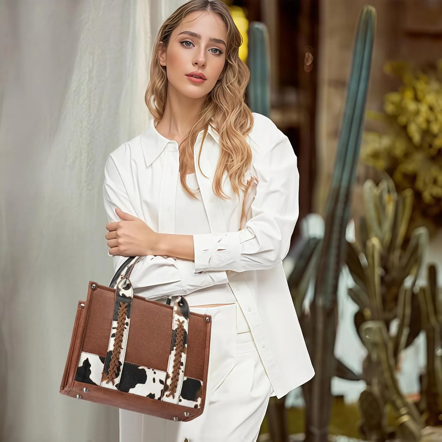 GAEKEAO Tote Bag for Women Western Cow Print Top Handle Satchel Handbags with Adjustable Shoulder Strap