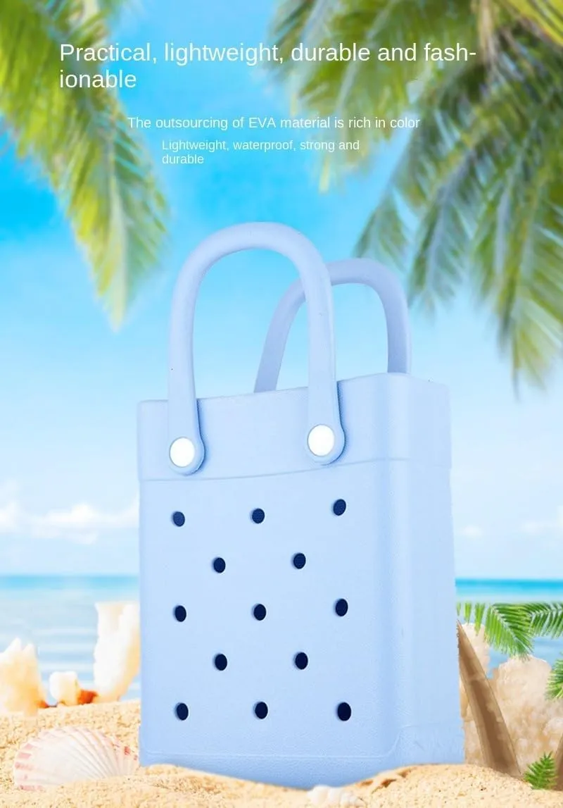GBB Rubber Beach Bag X-Small Beach Tote Bag Waterproof Mini Tote Bag for the Beach Boat Pool Sports Travel Bag Open Handbag