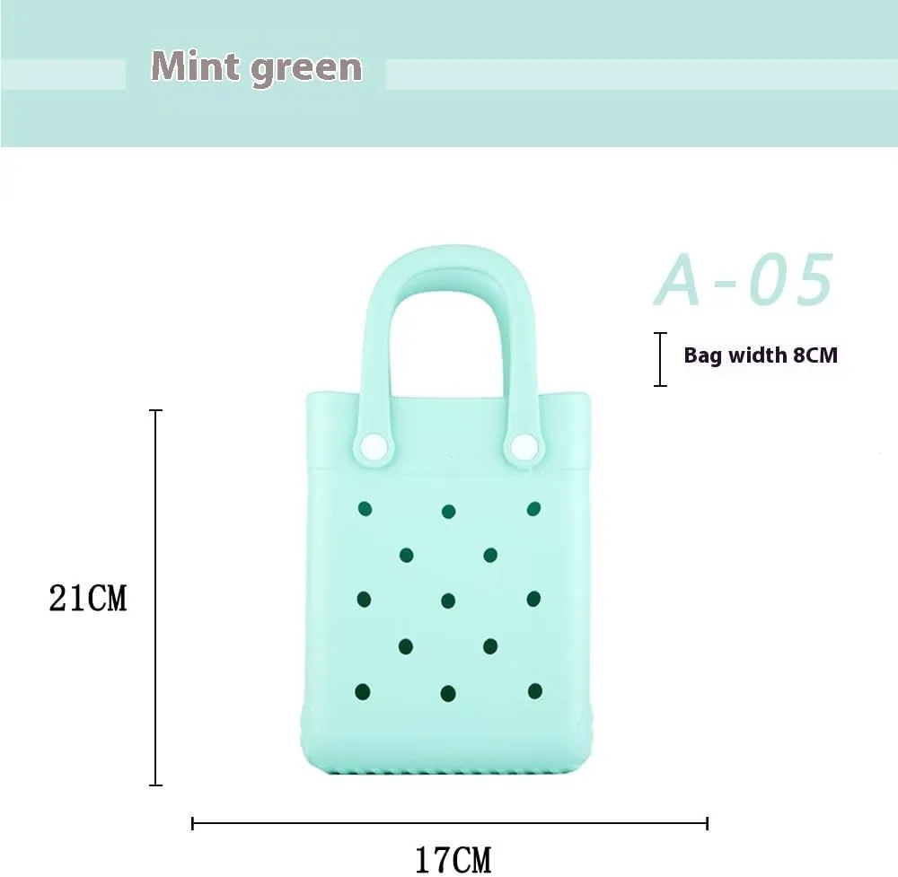 GBB Rubber Beach Bag X-Small Beach Tote Bag Waterproof Mini Tote Bag for the Beach Boat Pool Sports Travel Bag Open Handbag