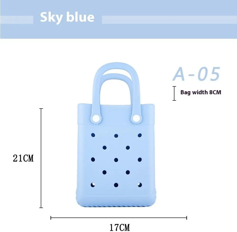 GBB Rubber Beach Bag X-Small Beach Tote Bag Waterproof Mini Tote Bag for the Beach Boat Pool Sports Travel Bag Open Handbag
