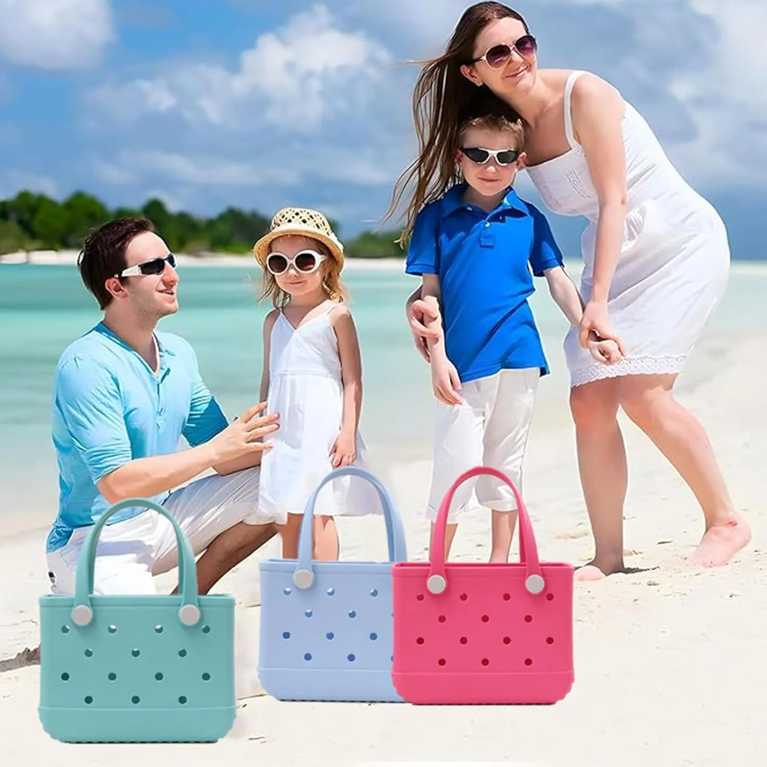 GBB Rubber Tote Bag Small Beach Bag Waterproof Outdoor Tote Bag Washable Tote Portable Travel Bag Open Handbag for Daily