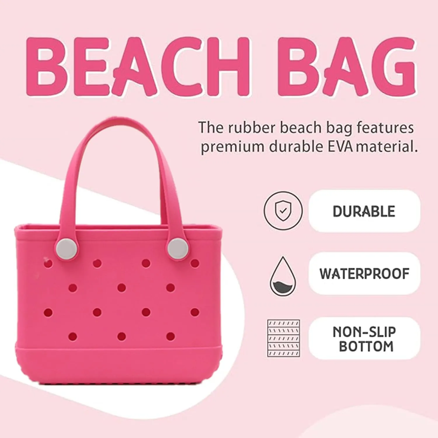 GBB Rubber Tote Bag Small Beach Bag Waterproof Outdoor Tote Bag Washable Tote Portable Travel Bag Open Handbag for Daily