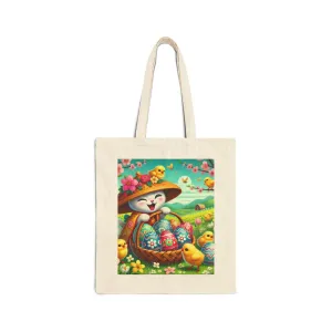 Geisha Kitten’s Easter Delight Cotton Canvas Tote Bag