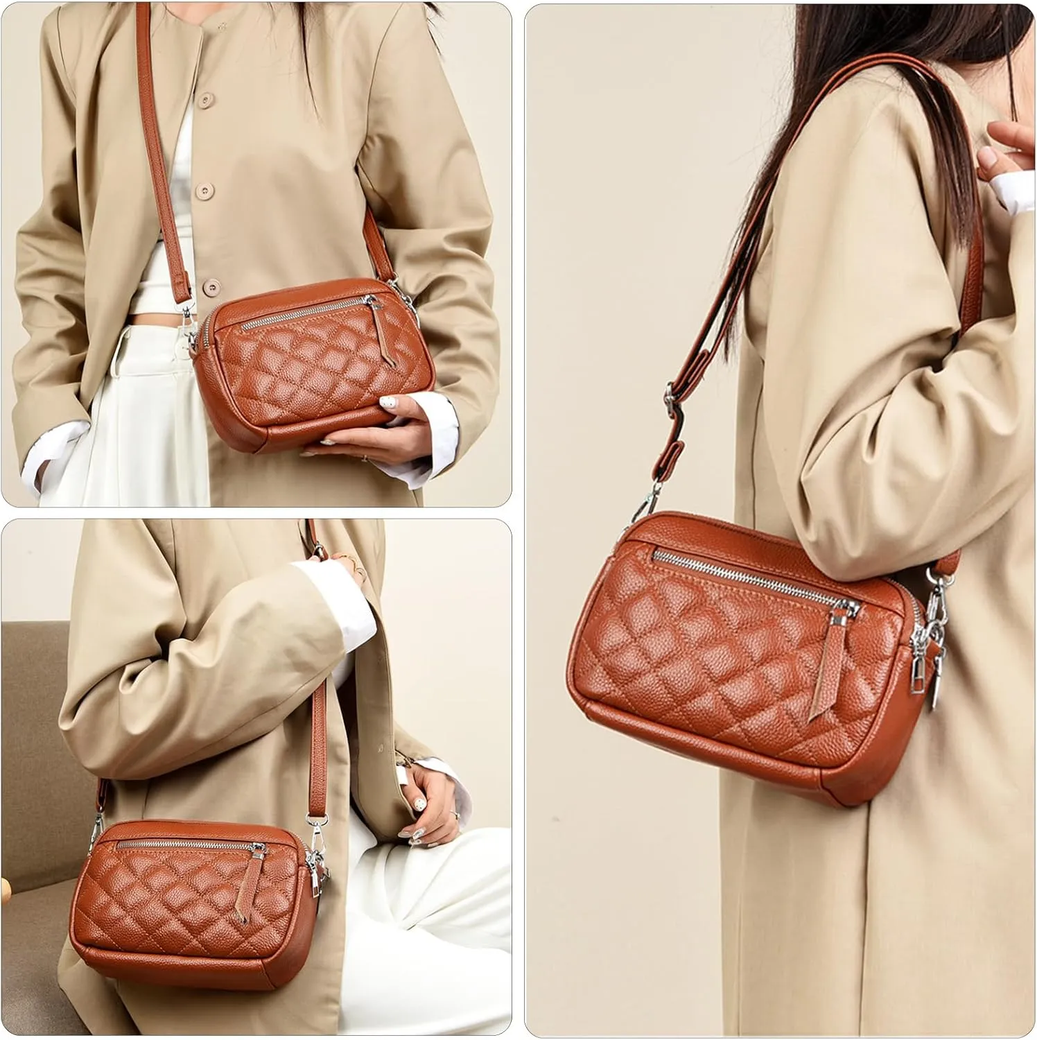 Genuine Leather Crossbody Purses for Women Small Crossbody Shoulder Handbags Clutch Purse