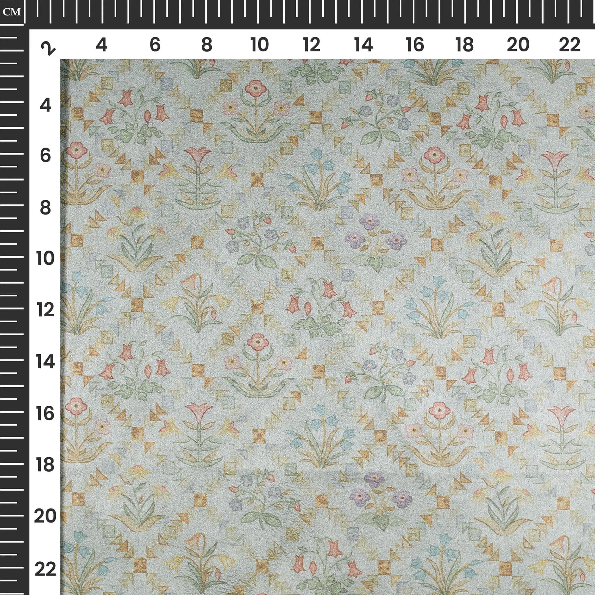 Geomatric Floral Printed Deluxe Suede Fabric