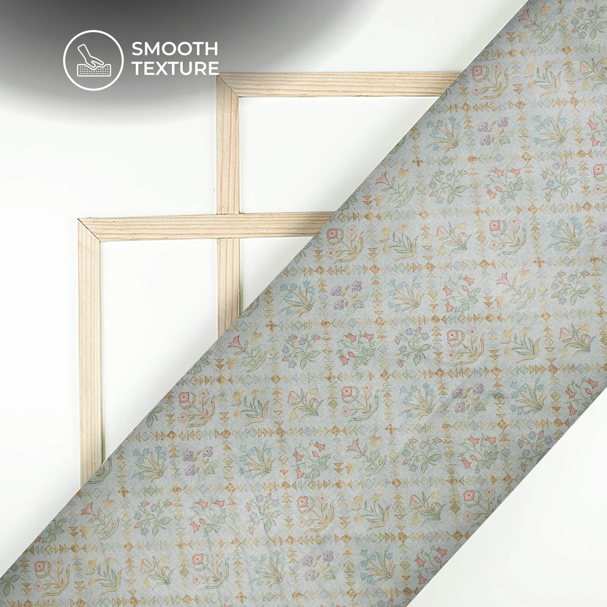 Geomatric Floral Printed Deluxe Suede Fabric
