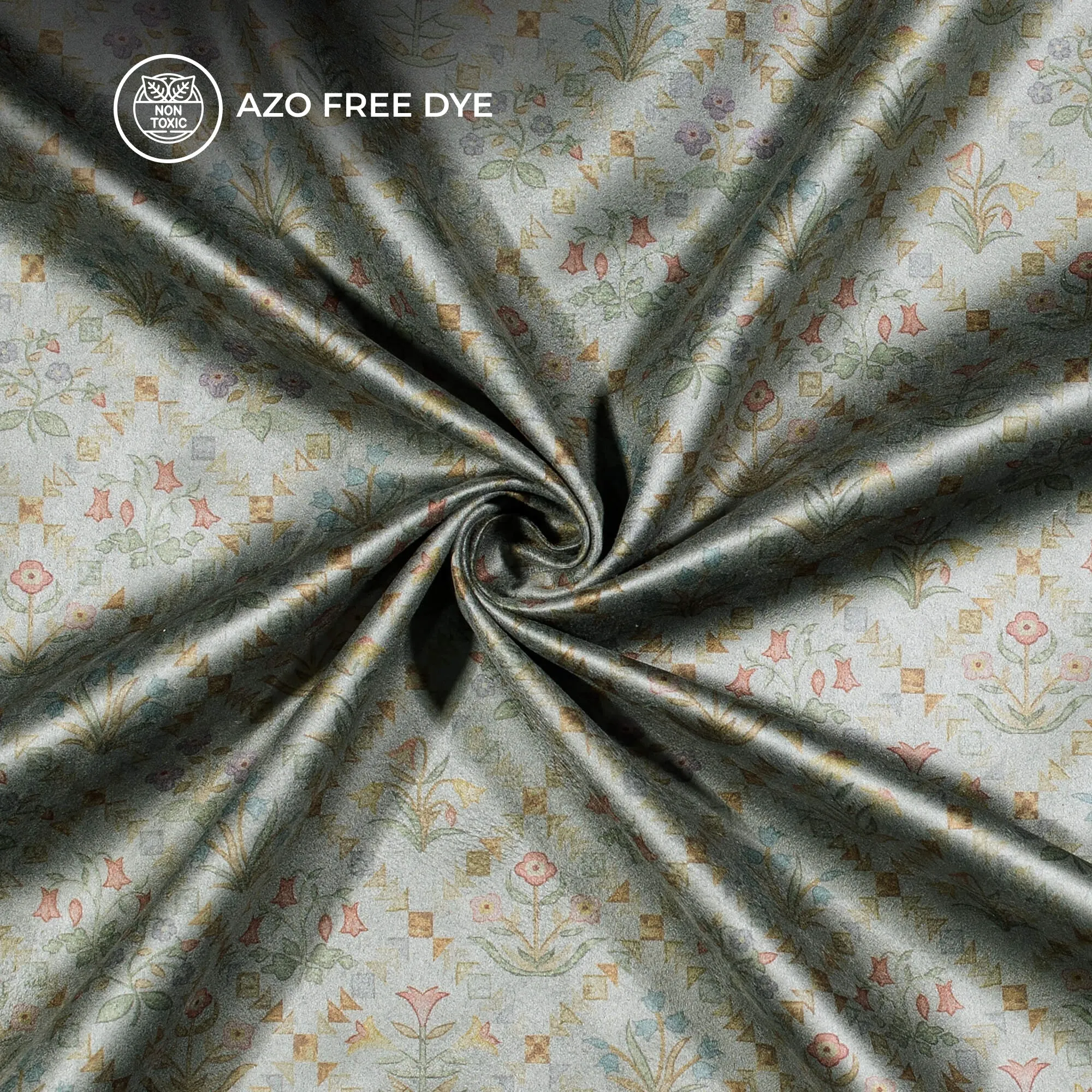 Geomatric Floral Printed Deluxe Suede Fabric