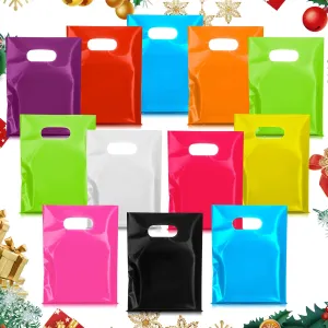 Geyoga 500 Pcs Small Plastic Gift Bags 6 x 8 Inch Bulk Treat goodie Bags with Handles for Birthday Christmas Easter Valentine Wedding Party Supplies(Multicolor)