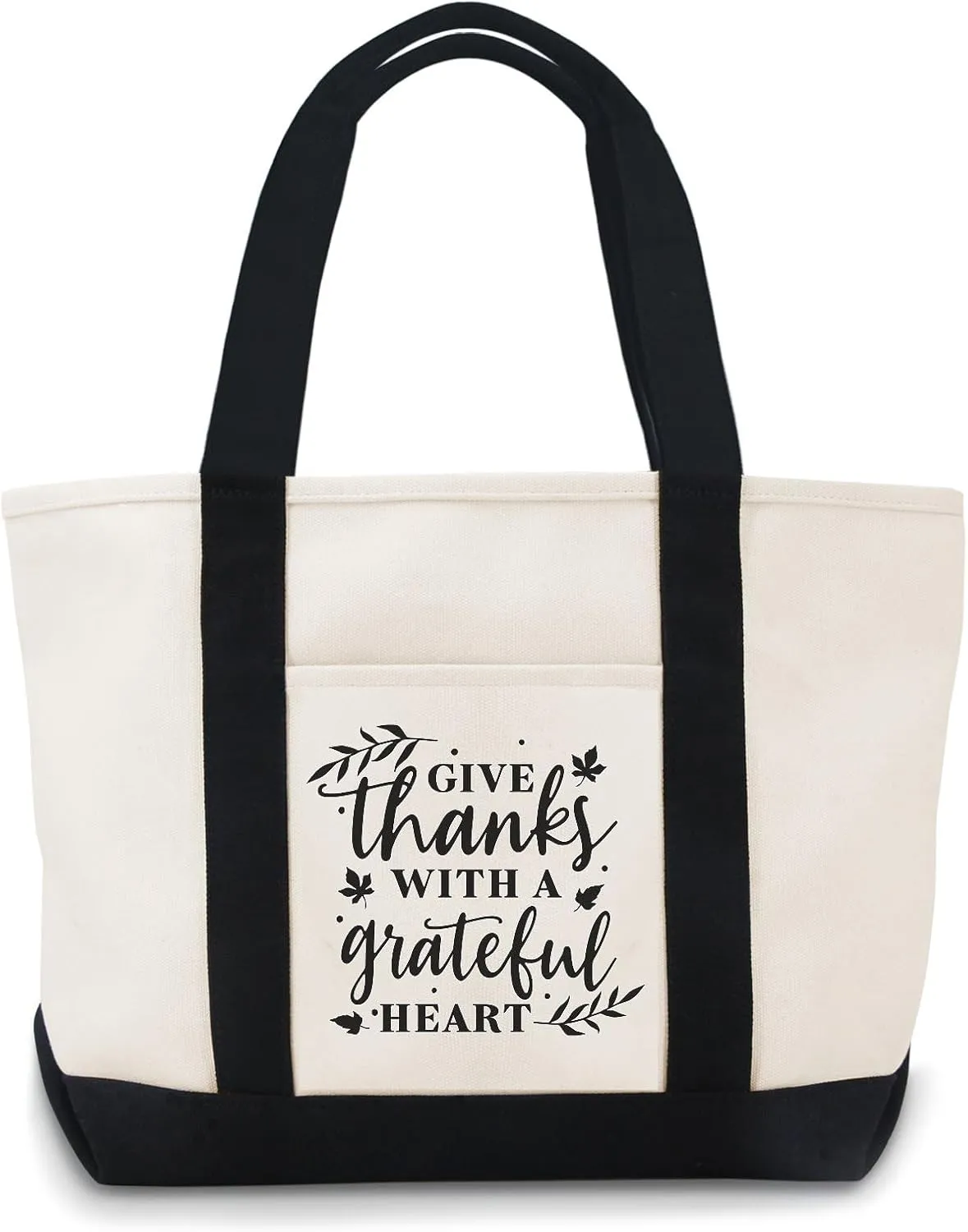 Give Thanks With Grateful Hear Canvas Tote Bag Canvas Tote Bag For Women Lightweight Reusable Grocery Shopping Cloth Bags