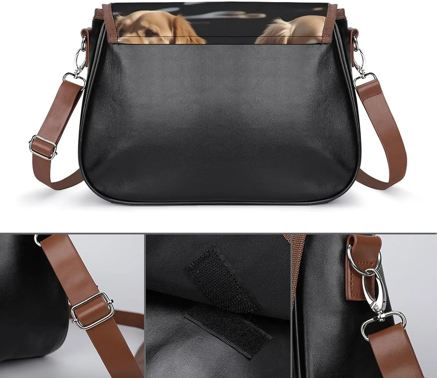 Golden Retrievers Crossbody Bags for Women,PU Leather Tote Bag for Women,Shoulder Bag Purse for Work Shopping Travel