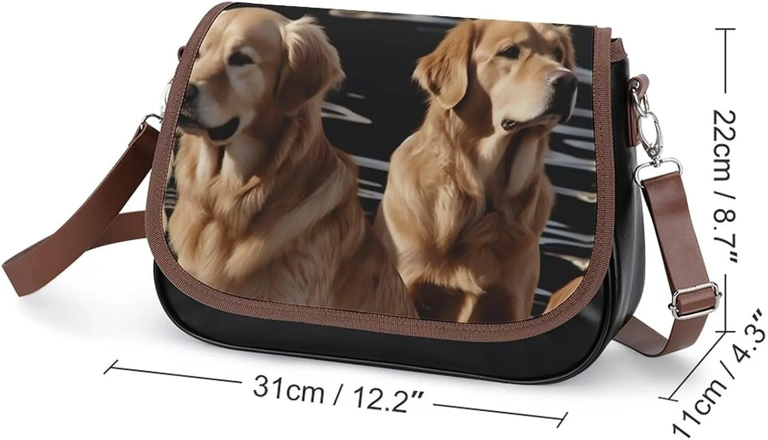 Golden Retrievers Crossbody Bags for Women,PU Leather Tote Bag for Women,Shoulder Bag Purse for Work Shopping Travel