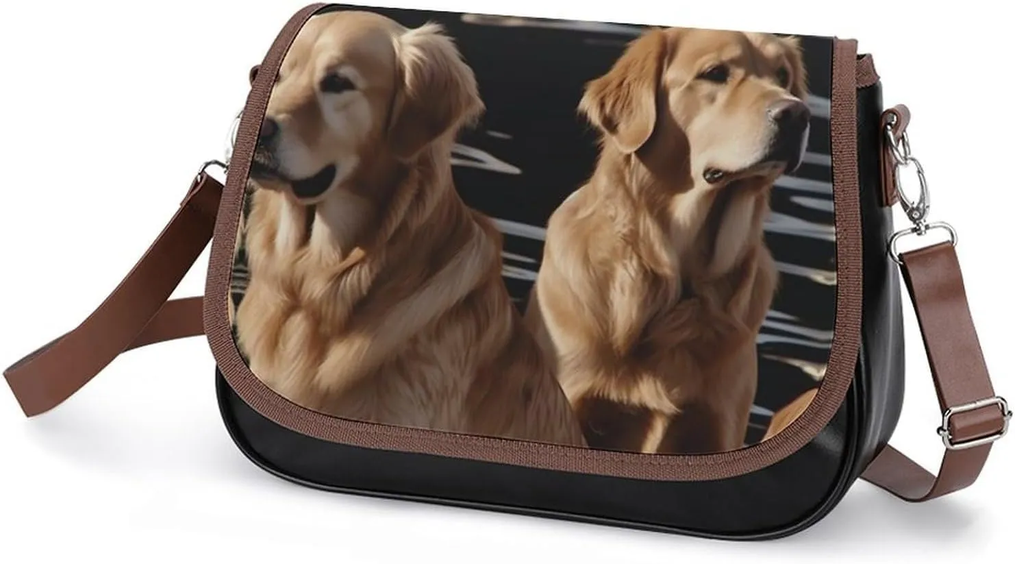 Golden Retrievers Crossbody Bags for Women,PU Leather Tote Bag for Women,Shoulder Bag Purse for Work Shopping Travel