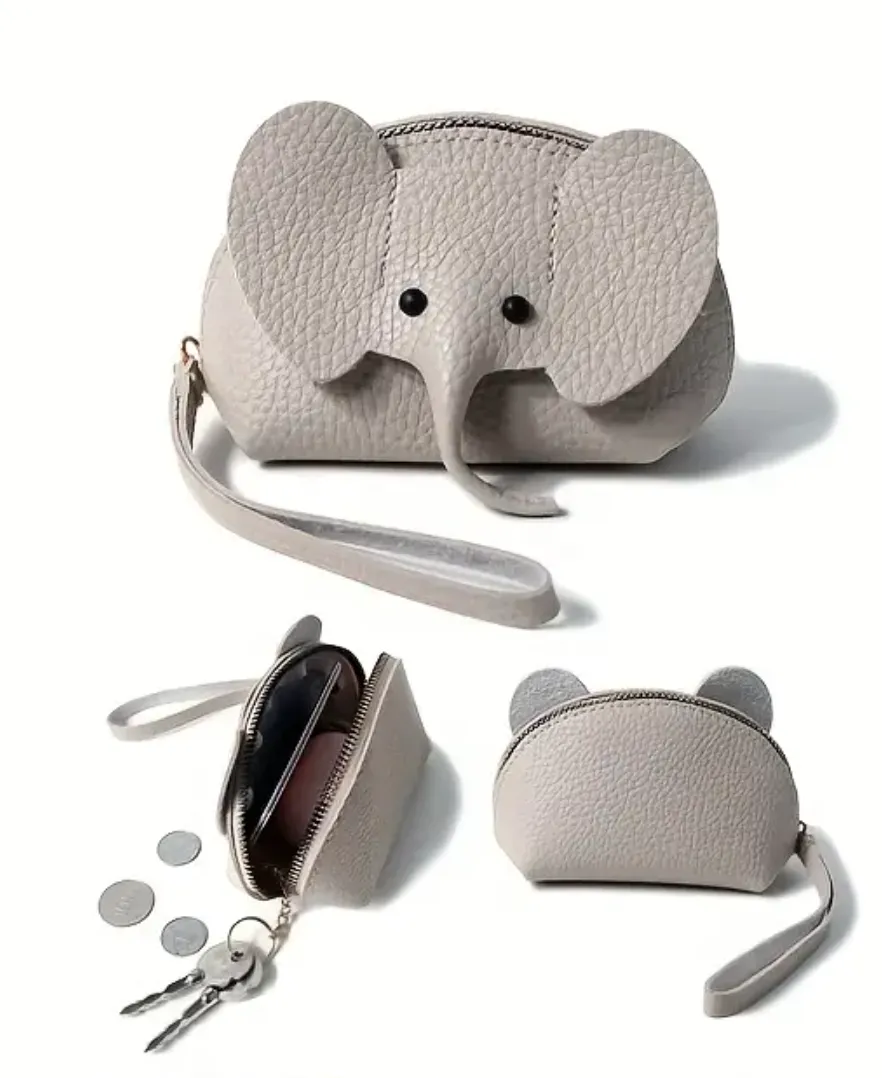 Grey Elephant Pebble Wristlet Pouch