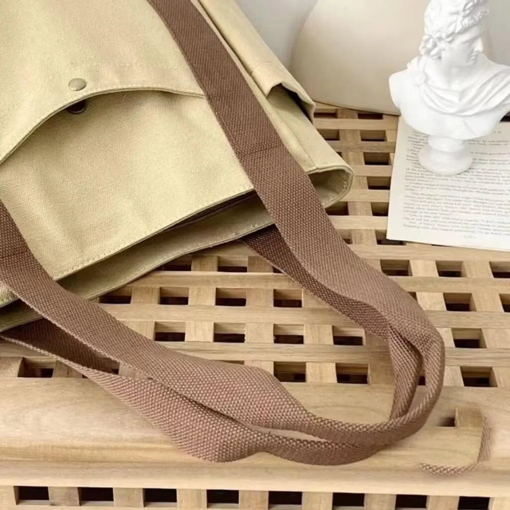 GRINKO Canvas Tote Bag for Women Large Totebag Shopping Work Bag Casual Shoulder Handbags with Zipper